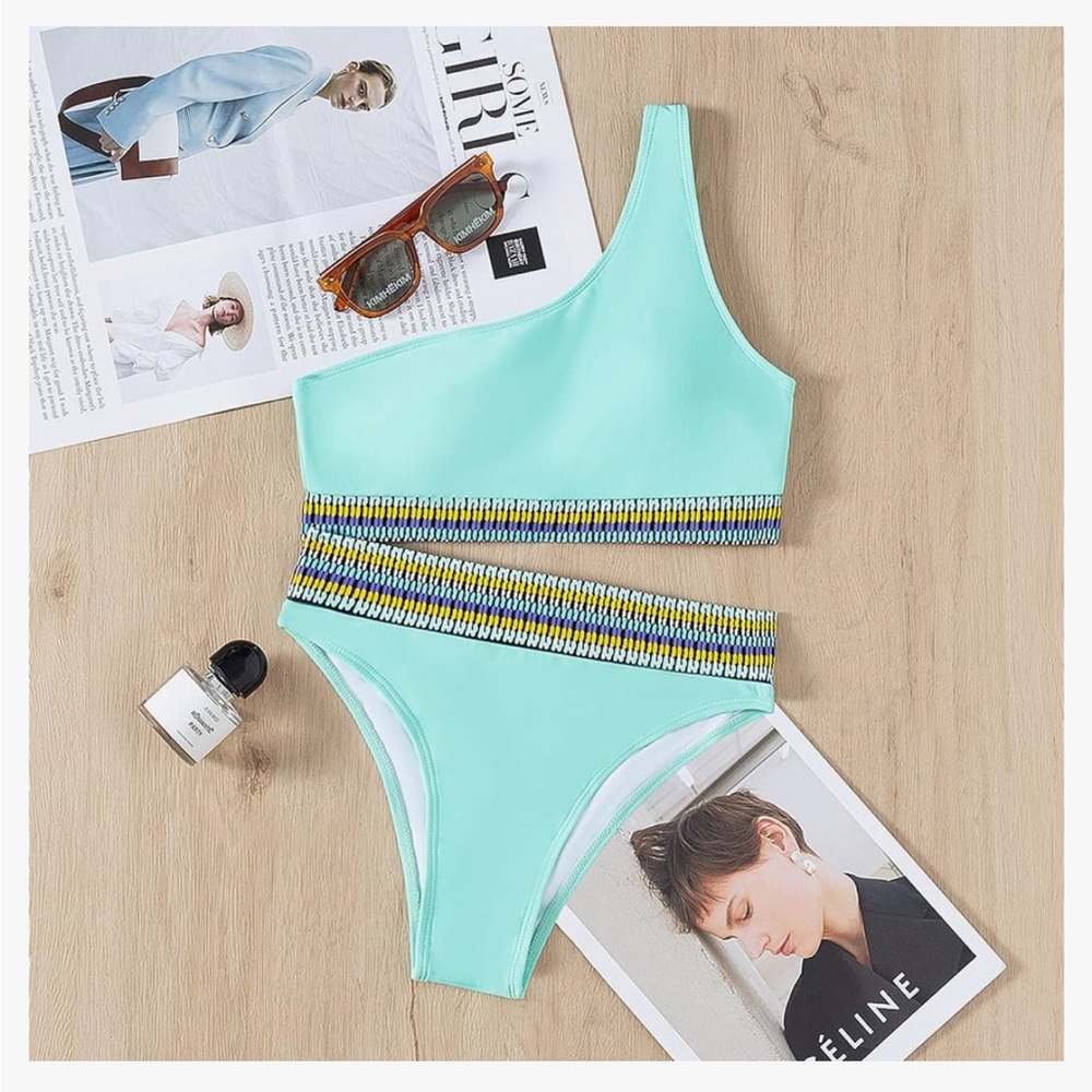 BRAND NEW WITH TAGS - TEAL BIKINI ONE SHOULDERED
